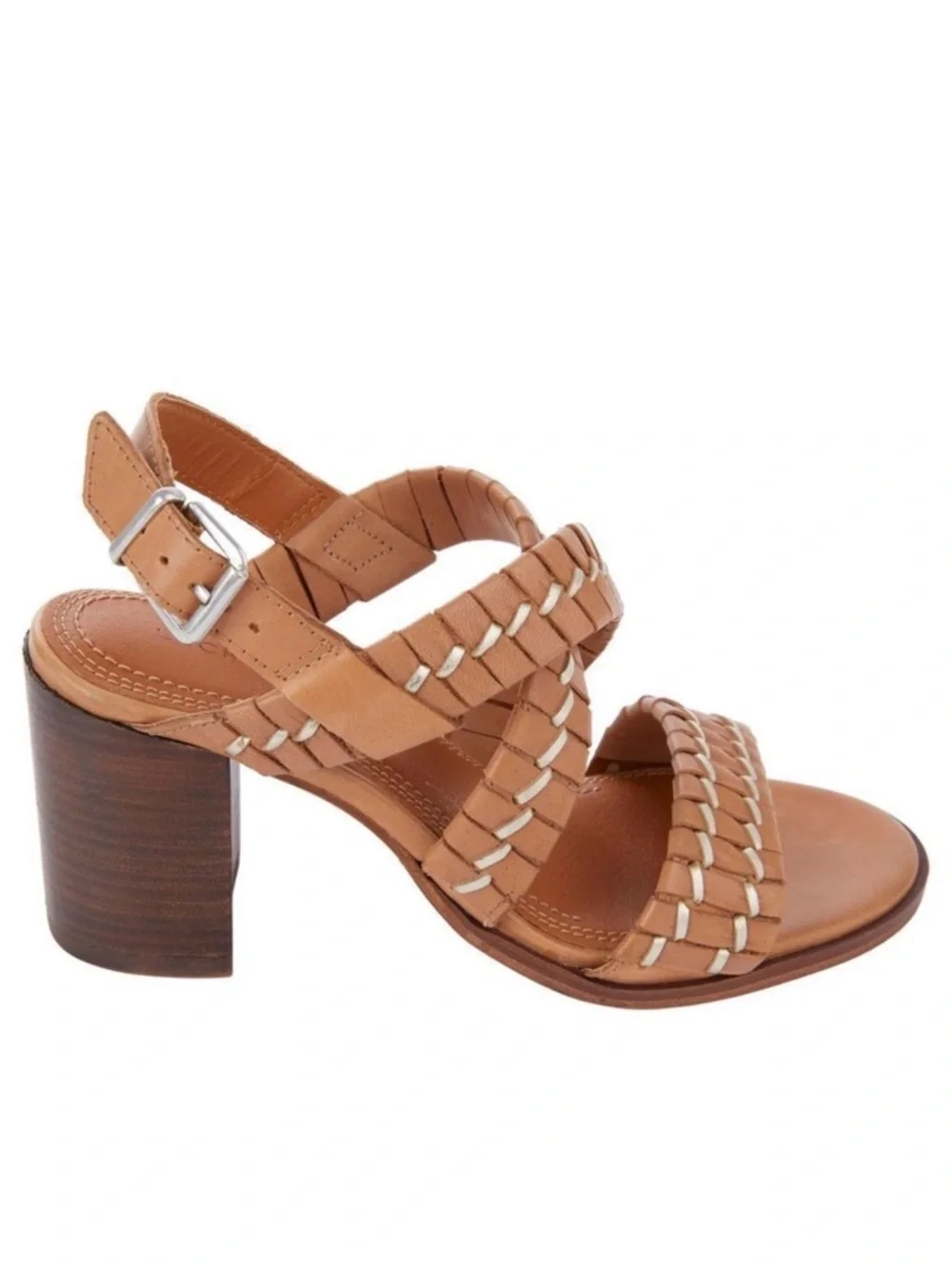Lucky‎ Brand Beige Braided Leather Block Heel Sandals